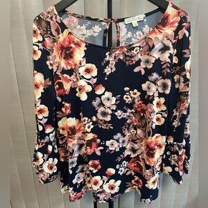 Nine Britton Navy Floral Blouse